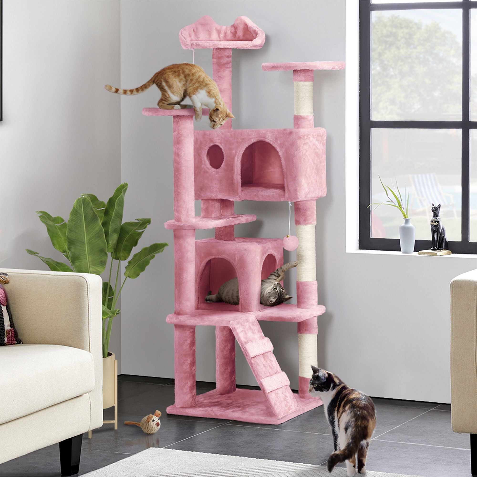 Yaheetech 61.5-in Multi-Level Cat Tree with 2 Condos and 3 Perches - thumbnail 2