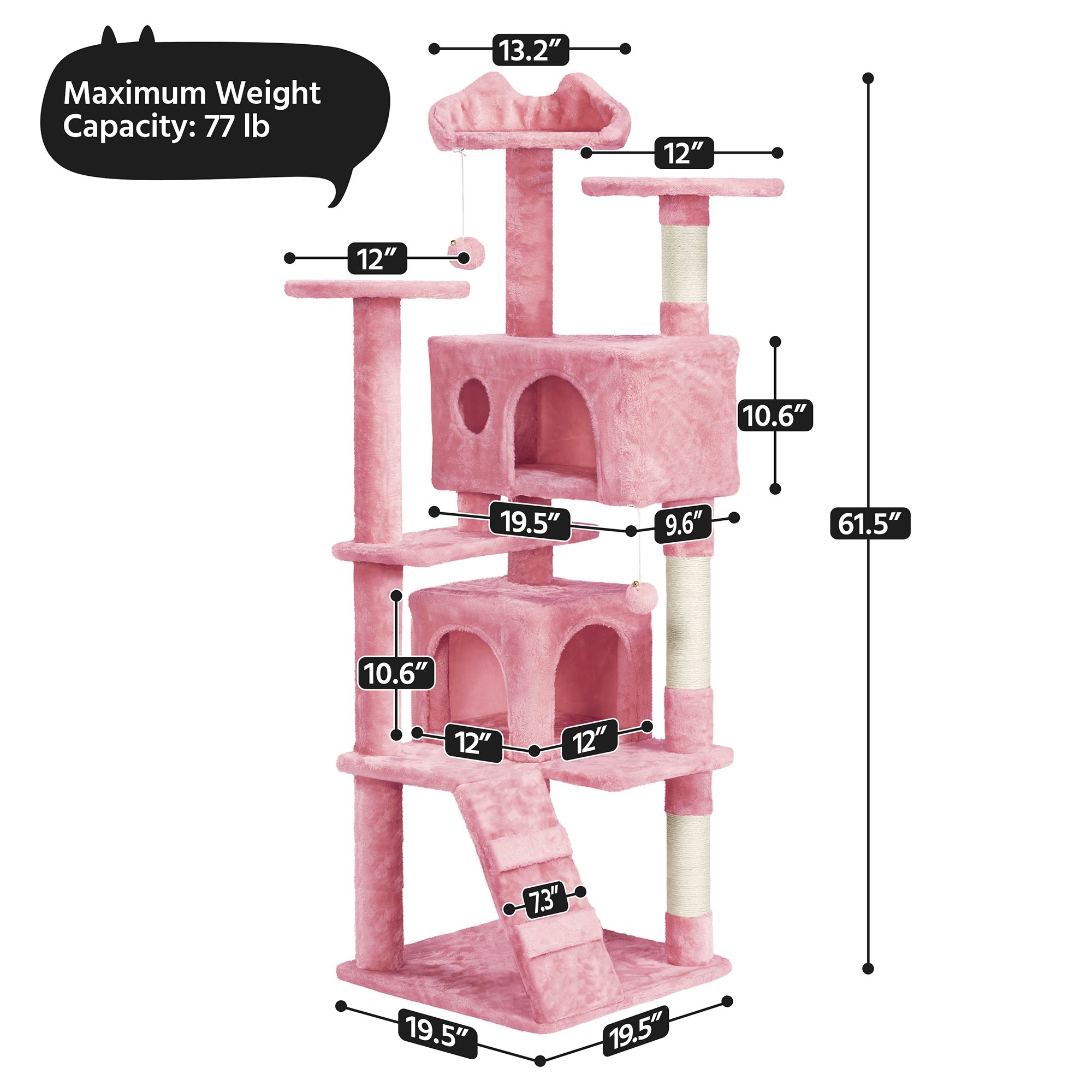 Yaheetech 61.5-in Multi-Level Cat Tree with 2 Condos and 3 Perches - thumbnail 3