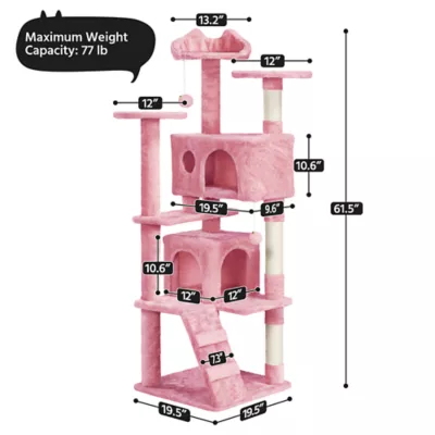 Yaheetech 61.5-in Multi-Level Cat Tree with 2 Condos and 3 Perches - Image 3
