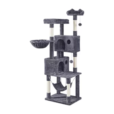 Yaheetech 73-in Multi-Level Cat Tree with 2 Condos, 2 Perches, Basket and Hammock - Image 1