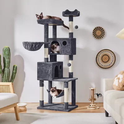 Yaheetech 73-in Multi-Level Cat Tree with 2 Condos, 2 Perches, Basket and Hammock - Image 2