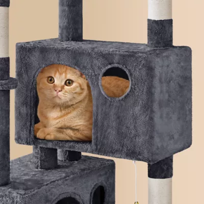 Yaheetech 73-in Multi-Level Cat Tree with 2 Condos, 2 Perches, Basket and Hammock - Image 4