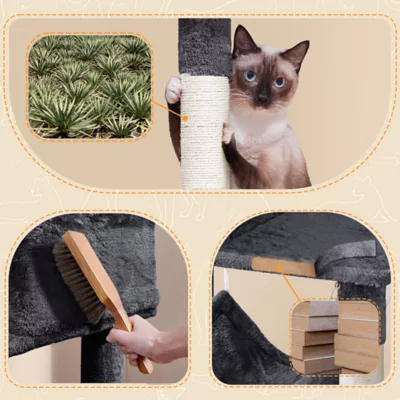 Yaheetech 73-in Multi-Level Cat Tree with 2 Condos, 2 Perches, Basket and Hammock - Image 5