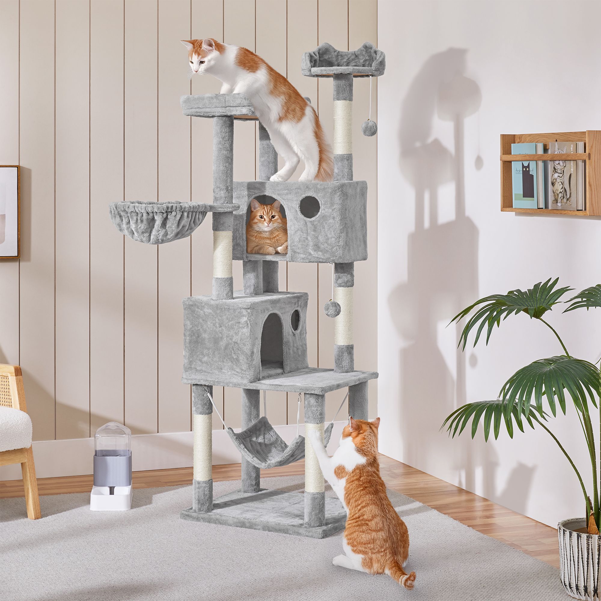 Yaheetech 73-in Multi-Level Cat Tree with 2 Condos, 2 Perches, Basket and Hammock - thumbnail 2