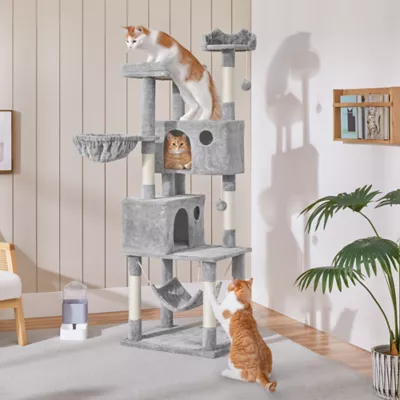 Yaheetech 73-in Multi-Level Cat Tree with 2 Condos, 2 Perches, Basket and Hammock - Image 2
