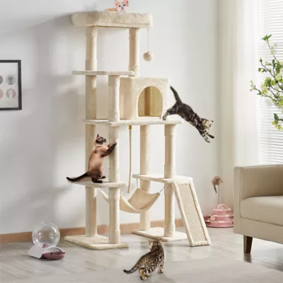 Yaheetech 63-in Multi-Level Cat Tree with Condo, Hammock and Scratching Board - Image 2