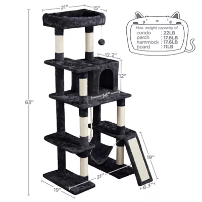 Yaheetech 63-in Multi-Level Cat Tree with Condo, Hammock and Scratching Board - Image 3