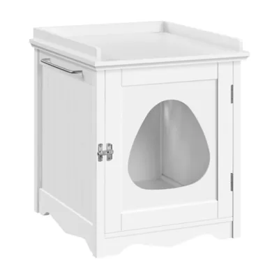 Yaheetech 19-in Cat Litter Box Enclosure & Side Table with Towel Bar & Raised Edge - Image 1