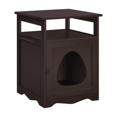 Yaheetech 19.5-in Cat Litter Box Enclosure & Side Table with Towel Bar & Open Storage - Image 1