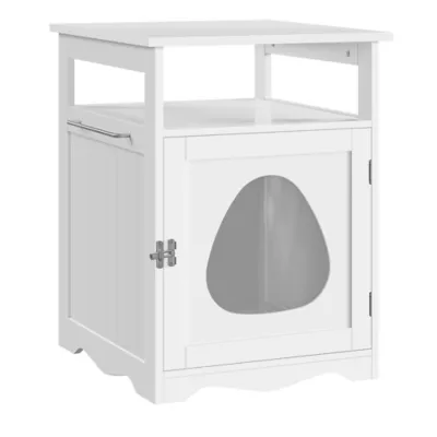 Yaheetech 19.5-in Cat Litter Box Enclosure & Side Table with Towel Bar & Open Storage - Image 1