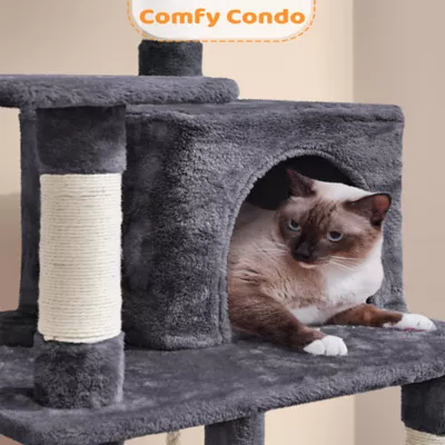 Yaheetech 63-in Multi-Level Cat Tree with Condo, Hammock and Scratching Board - Image 4