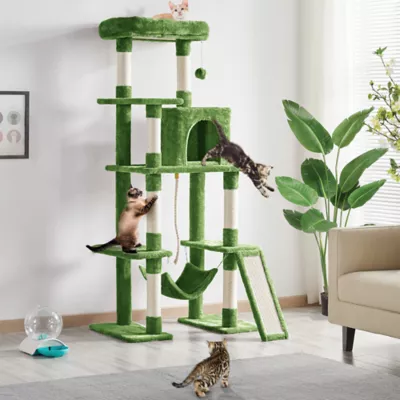Yaheetech 63-in Multi-Level Cat Tree with Condo, Hammock and Scratching Board - Image 2