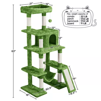 Yaheetech 63-in Multi-Level Cat Tree with Condo, Hammock and Scratching Board - Image 3