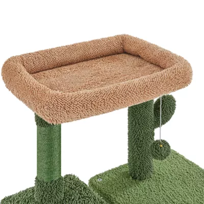 Yaheetech 63-in Cactus Cat Tree with Condo, Hammock and Scratching Board, Green/Brown - Image 5