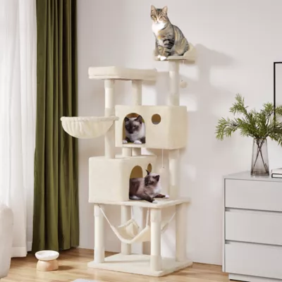 Yaheetech 64.5-in Multi-Level Cat Tree with 2 Condos, Hammock and Basket - Image 2