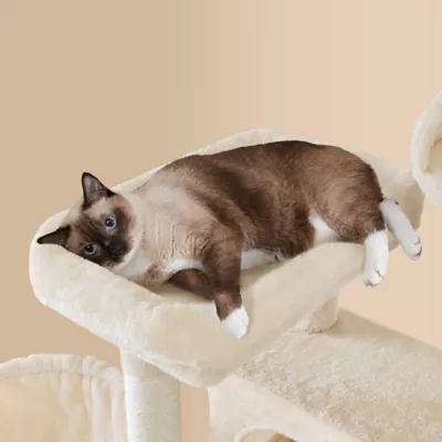 Yaheetech 64.5-in Multi-Level Cat Tree with 2 Condos, Hammock and Basket - Image 4