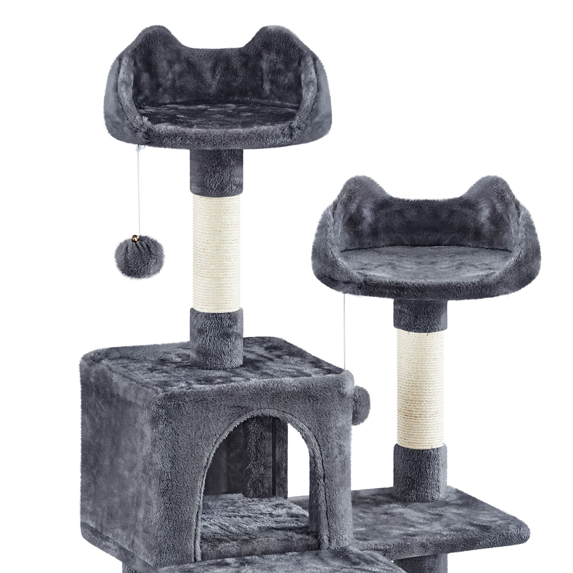 Yaheetech 82.5-in Multi-Level Cat Tree with 2 Condos, 2 Perches, Hammock and Scratching Boards - thumbnail 4