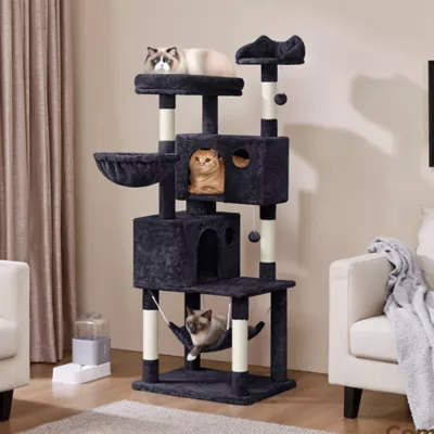 Yaheetech 64.5-in Multi-Level Cat Tree with 2 Condos, Hammock and Basket - Image 2