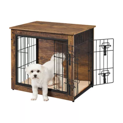 Yaheetech 27.5-in Dog Crate Furniture & Side Table with Double Doors - Image 1