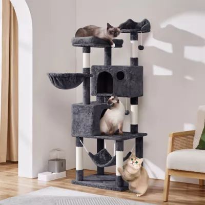 Yaheetech 64.5-in Multi-Level Cat Tree with 2 Condos, Hammock and Basket - Image 2