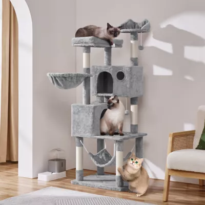 Yaheetech 64.5-in Multi-Level Cat Tree with 2 Condos, Hammock and Basket - Image 2