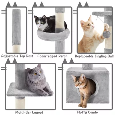 Yaheetech 89-104.5-in Adjustable Floor-to-Ceiling Cat Tree with Condo and 4 Perches - Image 5