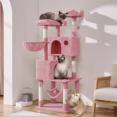 Yaheetech 64.5-in Multi-Level Cat Tree with 2 Condos, Hammock and Basket - Image 2