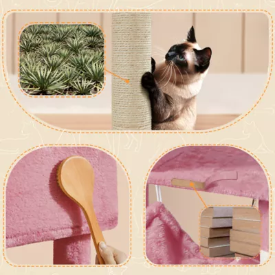 Yaheetech 64.5-in Multi-Level Cat Tree with 2 Condos, Hammock and Basket - Image 4