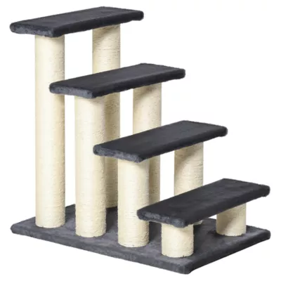 PawHut 4 Tier Pet Stairs and Scratching Post - Image 1