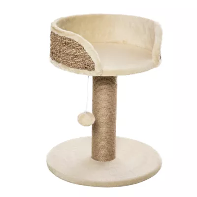 PawHut Cat Tree with Scratching Post, Toy Ball, Perch, Small Cat Tower for Indoor Cats - 16"x16"x19" - Image 1