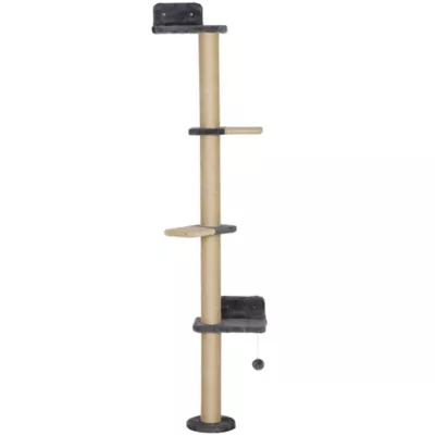 PawHut Cat Wall Shelves, Cat Wall Furniture with 4 Platforms, Jute Scratching Post - Image 1