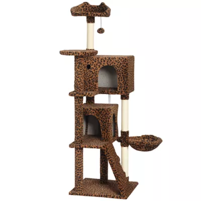 PawHut 63 Inch Cat Tree with Sisal Scratching Posts, Condos, Plush Perches, Hammock - Image 1