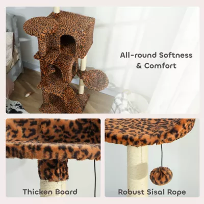 PawHut 63 Inch Cat Tree with Sisal Scratching Posts, Condos, Plush Perches, Hammock - Image 7