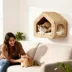 PawHut Cat Wall Shelf, Wall Mounted Cat House with Washable Cushion image thumbnail 2