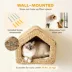 PawHut Cat Wall Shelf, Wall Mounted Cat House with Washable Cushion image thumbnail 4