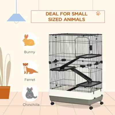 PawHut 45"H Cage, 4-Level Cage for Ferret, Chinchilla, Hedghog, Bunny, Guinea Pig, Small Animal - Image 6