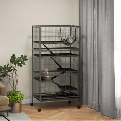 PawHut 6-Tier Rolling Small Animal Cage for Rabbit, Ferret, Chinchilla, Rat - Image 2
