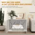 PawHut Hidden Cat Litter Box Enclosure with Double Doors, Hole image thumbnail 5