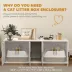 PawHut Cat Litter Box Enclosure with Double Room, Scratching Board for 2 Cats image thumbnail 6