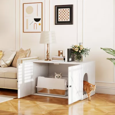 PawHut Cat Litter Box Enclosure with Double Doors, Handles, Fit Most Cat and Litter Box's - Image 2