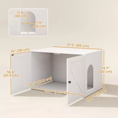 PawHut Cat Litter Box Enclosure with Double Doors, Handles, Fit Most Cat and Litter Box's - Image 3