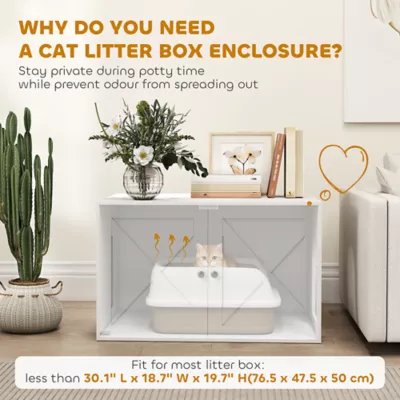 PawHut Cat Litter Box Enclosure with Double Doors, Handles, Fit Most Cat and Litter Box's - Image 5