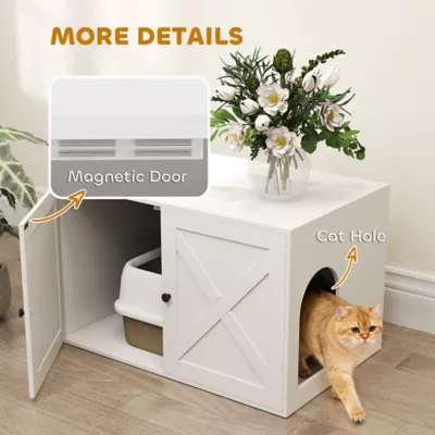 PawHut Cat Litter Box Enclosure with Double Doors, Handles, Fit Most Cat and Litter Box's - Image 6