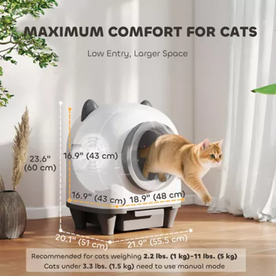 PawHut Automatic Cat Litter Box with App Control, Odor Isolation, Safety Protection, Anti-Pinch - Image 3
