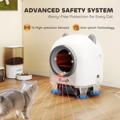 PawHut Automatic Cat Litter Box with App Control, Odor Isolation, Safety Protection, Anti-Pinch - Image 4