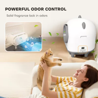 PawHut Automatic Cat Litter Box with App Control, Odor Isolation, Safety Protection, Anti-Pinch - Image 7