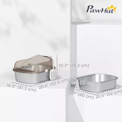 PawHut Stainless Steel Cat Litter Box with High Sided Enclosure, Scoop, Non-Sticky & Anti-Urine Leak - Image 3