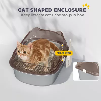 PawHut Stainless Steel Cat Litter Box with High Sided Enclosure, Scoop, Non-Sticky & Anti-Urine Leak - Image 4