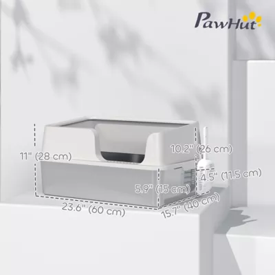 PawHut Stainless Steel Cat Litter Box with Lid with Scoop, High Sided, Non-Stick - Image 3