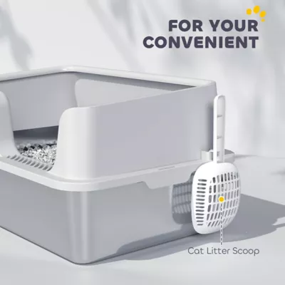 PawHut Stainless Steel Cat Litter Box with Lid with Scoop, High Sided, Non-Stick - Image 7